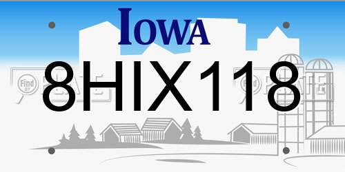 8HIX118 Iowa License Plate