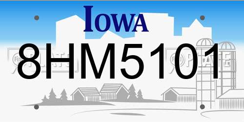 8HM5101 Iowa License Plate