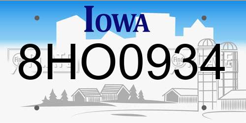 8HO0934 Iowa License Plate