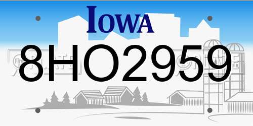 8HO2959 Iowa License Plate