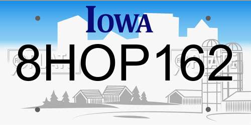 8HOP162 Iowa License Plate