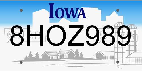 8HOZ989 Iowa License Plate