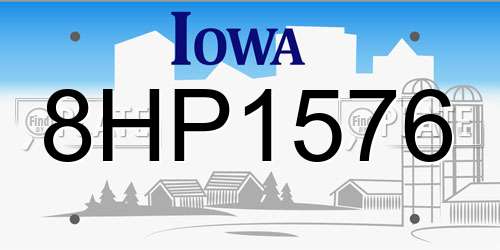 8HP1576 Iowa License Plate