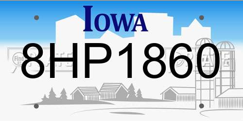 8HP1860 Iowa License Plate