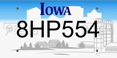 8HP554 Iowa License Plate