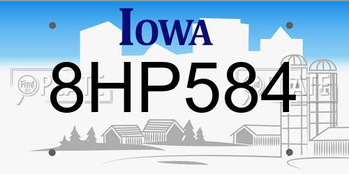 8HP584 Iowa License Plate