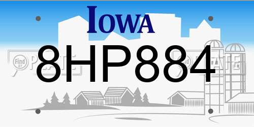 8HP884 Iowa License Plate