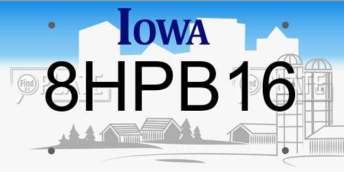 8HPB16 Iowa License Plate