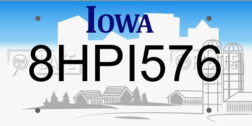 8HPI576 Iowa License Plate