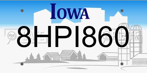 8HPI860 Iowa License Plate