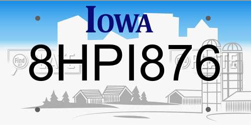 8HPI876 Iowa License Plate