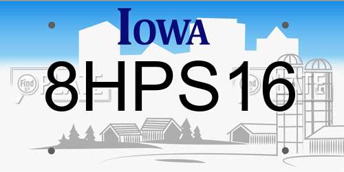 8HPS16 Iowa License Plate