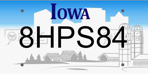 8HPS84 Iowa License Plate