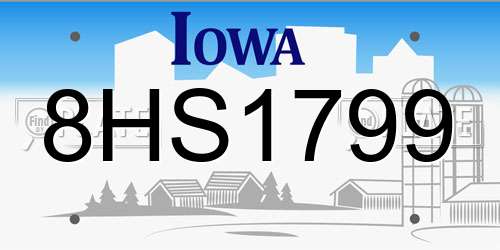 8HS1799 Iowa License Plate