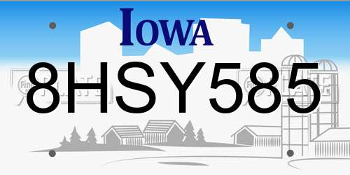 8HSY585 Iowa License Plate