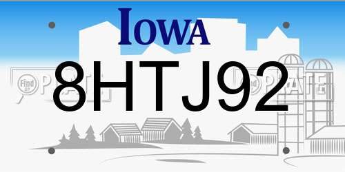 8HTJ92 Iowa License Plate