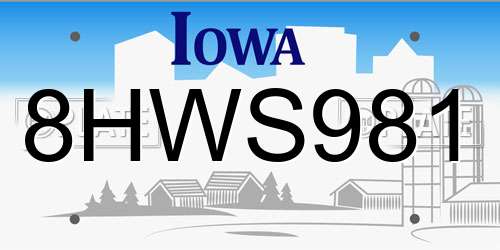 8HWS981 Iowa License Plate