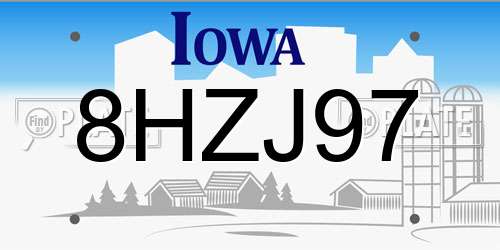 8HZJ97 Iowa License Plate