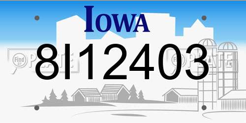 8I12403 Iowa License Plate