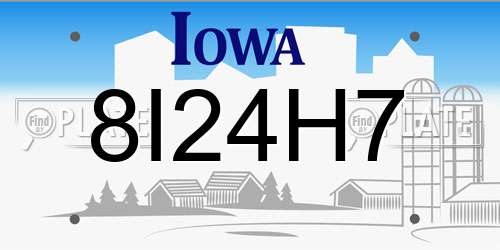 8I24H7 Iowa License Plate