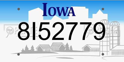 8I52779 Iowa License Plate