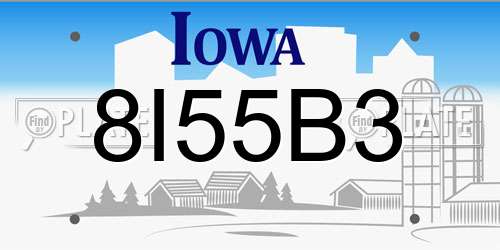 8I55B3 Iowa License Plate