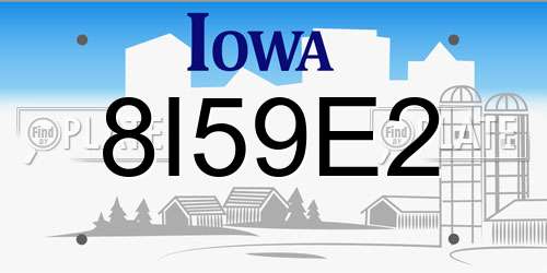 8I59E2 Iowa License Plate