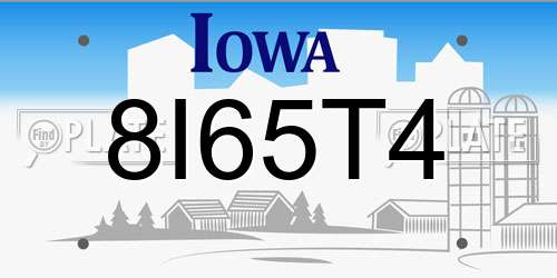 8I65T4 Iowa License Plate