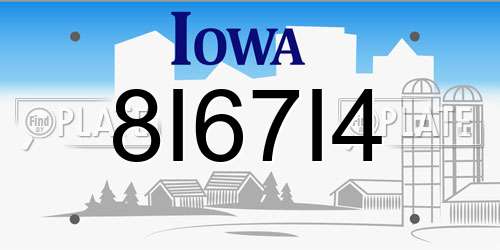 8I67I4 Iowa License Plate