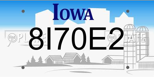 8I70E2 Iowa License Plate
