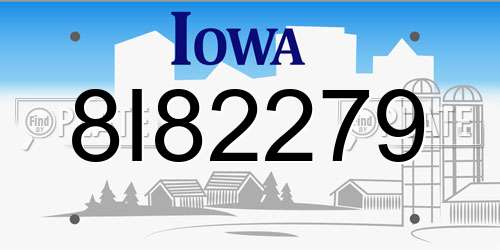 8I82279 Iowa License Plate
