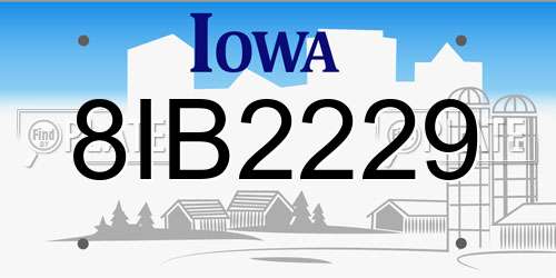 8IB2229 Iowa License Plate