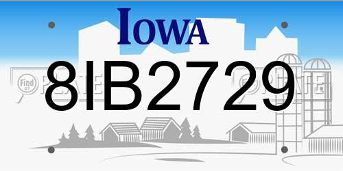 8IB2729 Iowa License Plate