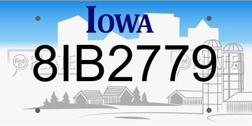 8IB2779 Iowa License Plate