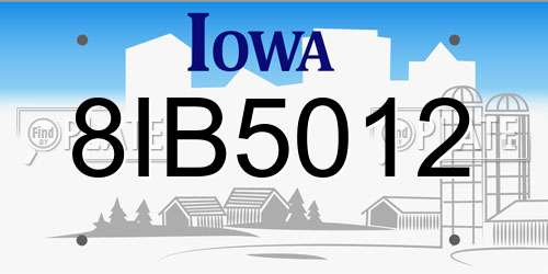 8IB5012 Iowa License Plate