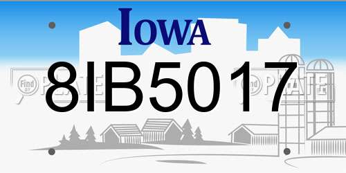 8IB5017 Iowa License Plate