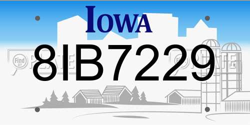 8IB7229 Iowa License Plate