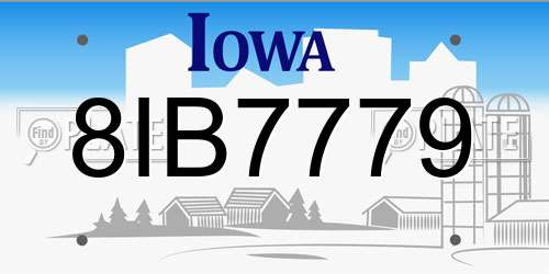 8IB7779 Iowa License Plate