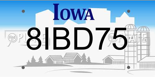 8IBD75 Iowa License Plate