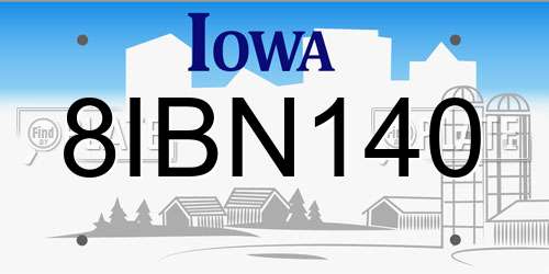 8IBN140 Iowa License Plate