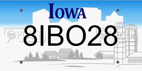 8IBO28 Iowa License Plate