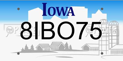8IBO75 Iowa License Plate