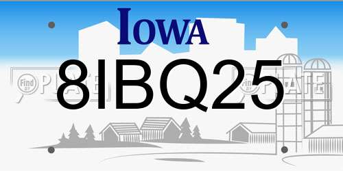 8IBQ25 Iowa License Plate