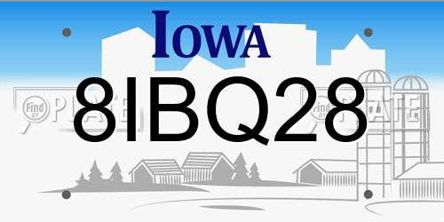 8IBQ28 Iowa License Plate