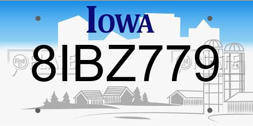 8IBZ779 Iowa License Plate
