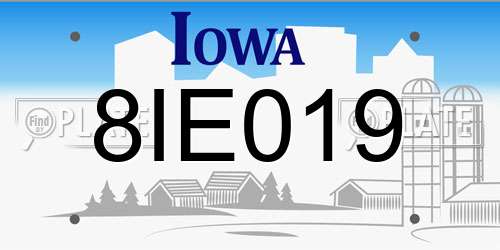 8IE019 Iowa License Plate
