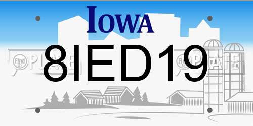 8IED19 Iowa License Plate