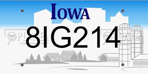8IG214 Iowa License Plate