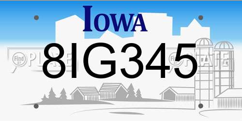 8IG345 Iowa License Plate