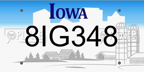8IG348 Iowa License Plate